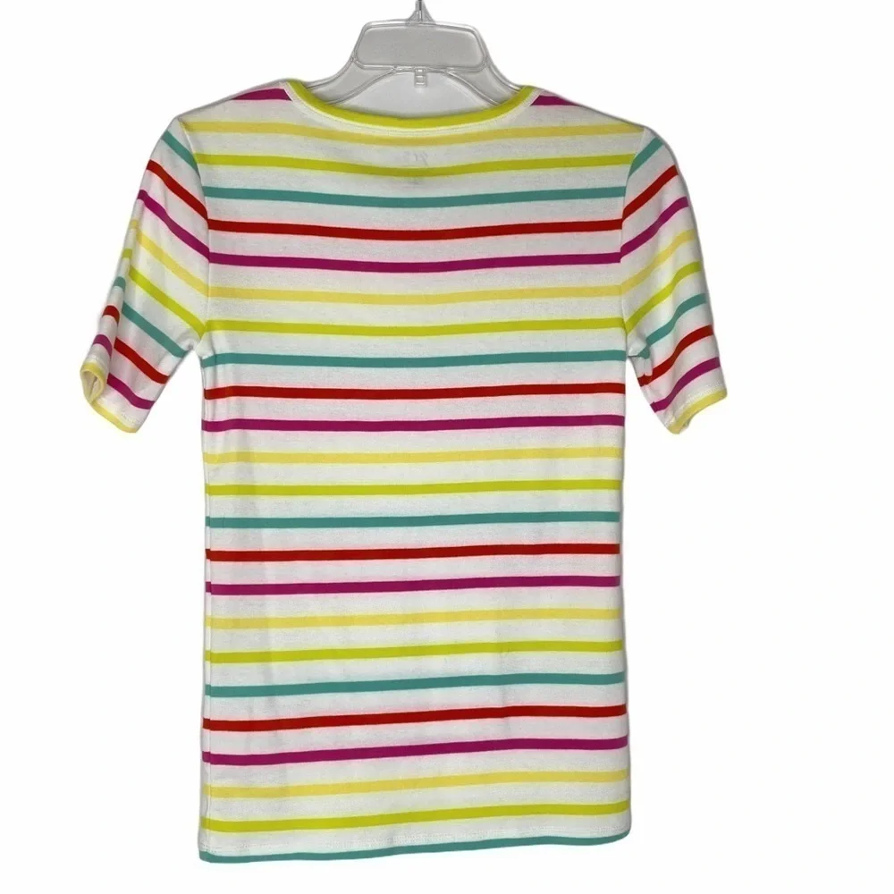 J. CREW Rainbow Stripe Perfect Fit Tee